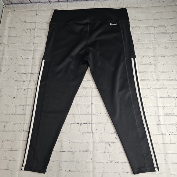 Adidas Aeroready Leggings Plus 2XL 3 Stripes High-Rise Black Pull On Stretch - Picture 2 of 14